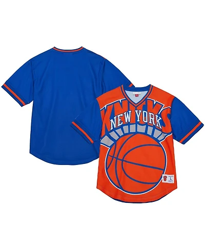 Men's Mitchell & Ness Orange New York Knicks Jumbotron 3.0 Mesh V-Neck T-shirt