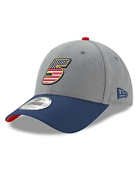 Men's New Era Gray, Navy Kyle Larson Salute 9FORTY Adjustable Hat