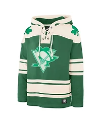 Men's '47 Brand Kelly Green Pittsburgh Penguins St. Patrick's Day Superior Lacer Pullover Hoodie