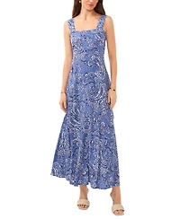 Vince Camuto Women's Paisley-Print Square-Neck Smocked-Back Sleeveless Maxi Dress