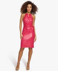 kensie Women's Sequined Faux-Wrap Sheath Dress