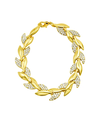 Adornia 14K Gold-Plated Crystal Leaf Bracelet