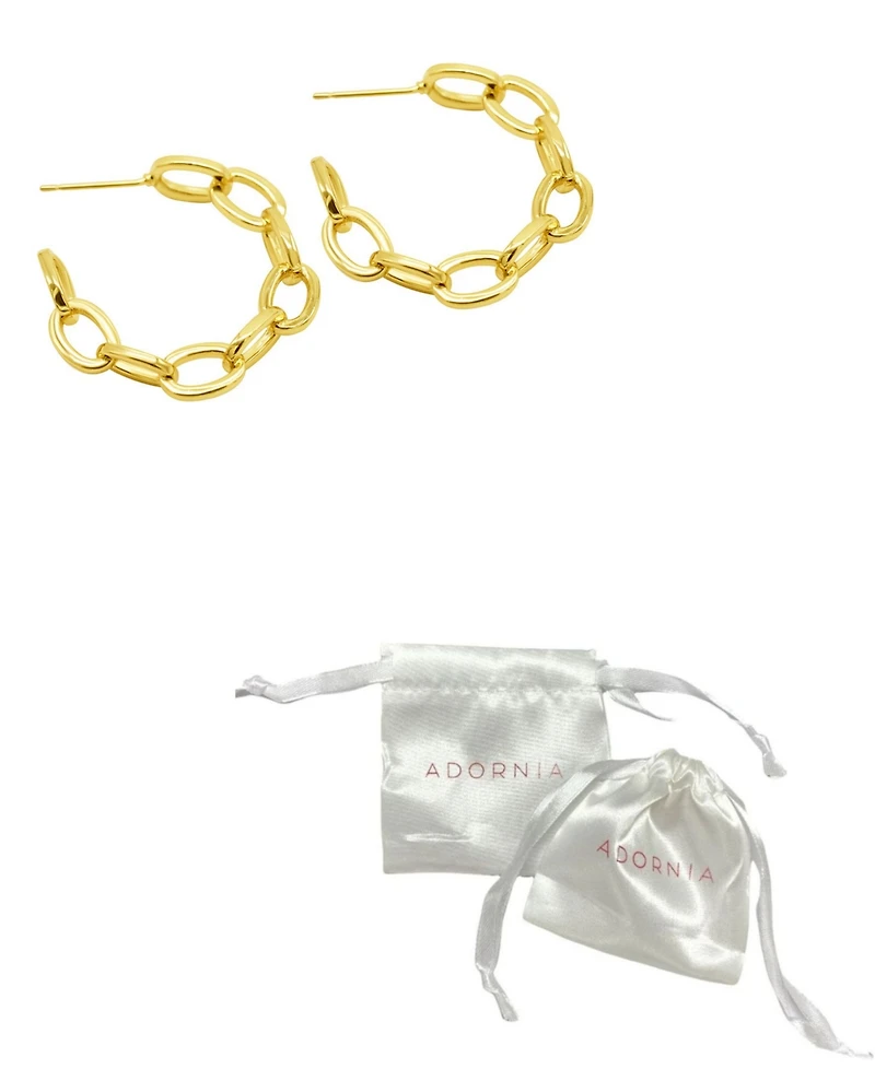 Adornia 14K Gold-Plated Chain Link Hoop Earrings