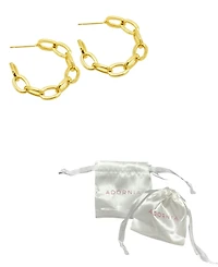 Adornia 14K Gold-Plated Chain Link Hoop Earrings