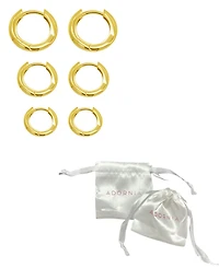 Adornia 14K Gold-Plated 3-Huggie Hoop Earrings Set