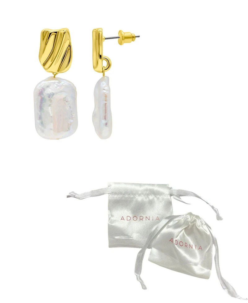 Adornia 14K Gold-Plated Cultured Freshwater Pearl Coin Drop Earrings