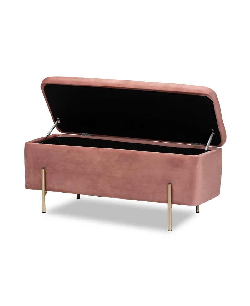 Baxton Studio Rockwell Contemporary Glam and Luxe Velvet Fabric Upholstered and Finished Metal Storage Bench