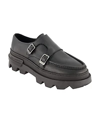 Karl Lagerfeld Paris Men's White Label Leather Double Buckle Monk Strap Loafers