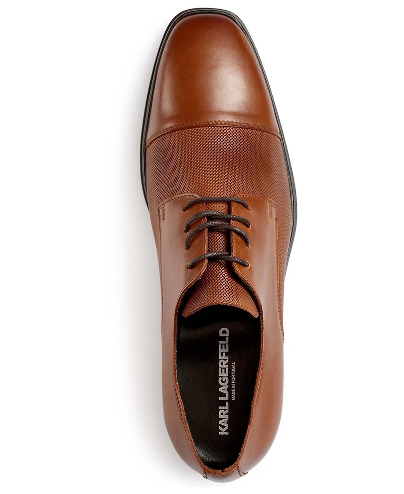 Karl Lagerfeld Paris Men's Leather Cap Toe Derby Lace-Up Shoes
