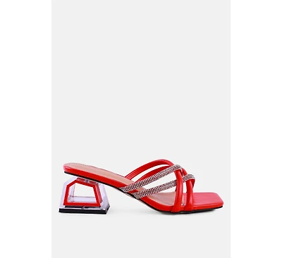 Parisian Cut Rhinestone Embellished Strap Sandals