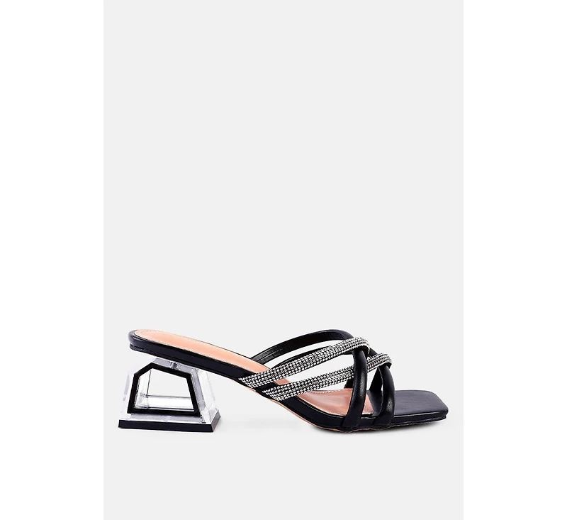 Parisian Cut Rhinestone Embellished Strap Sandals