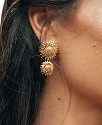 Sterling Forever Gold-Tone or Silver-Tone Triple Sunflower Solaris Drop Studs