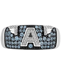 Marvel Wonder Fine Jewelry Men's Swiss Blue Topaz (3/4 ct. t.w.) & Diamond (1/10 ct. t.w.) Captain America Ring in Sterling Silver