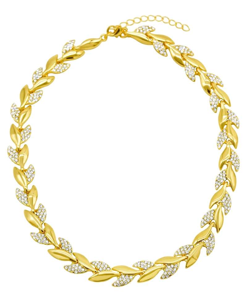 Adornia 14K Gold-Plated Crystal Leaf Necklace