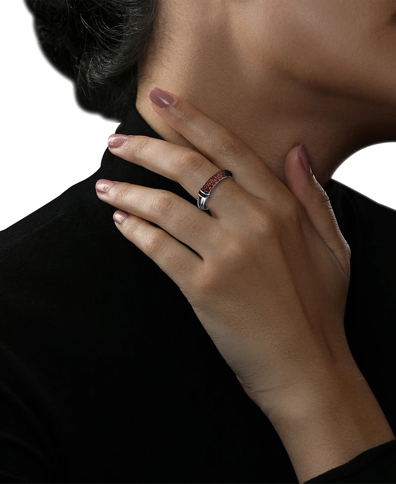 Star Wars Wonder Fine Jewelry Garnet (1 ct. t.w.) & Black Diamond (1/20 ct. t.w.) Darth Vader Lightsaber Ring in Sterling Silver