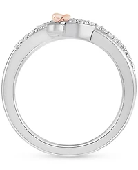 Disney Wonder Fine Jewelry Black & White Diamond Minnie & Mickey Mouse Wrap Ring (1/6 ct. t.w.) in Sterling Silver & Rose Gold-Plate
