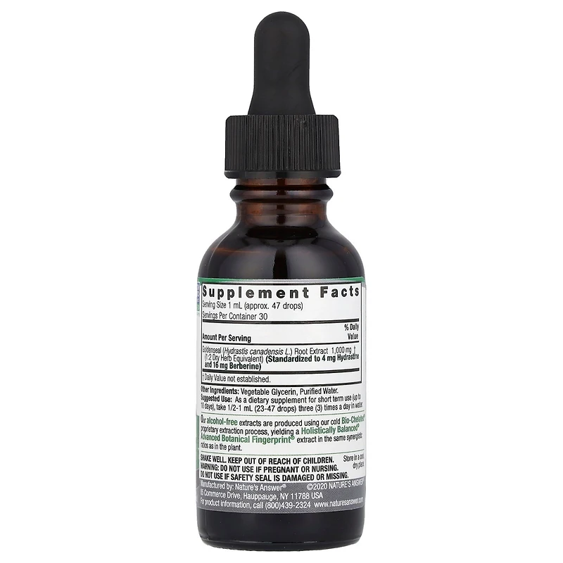 Nature's Answer Goldenseal Root Standardized Fluid Extract Alcohol-Free 1 000 mg - 1 fl