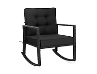 Slickblue Patio Rattan Rocker Outdoor Glider Rocking Chair Cushion Lawn