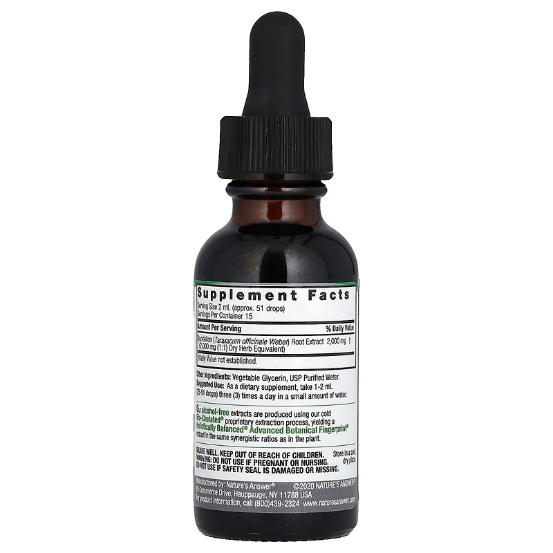 Nature's Answer Fluid Extract Dandelion Root Alcohol Free 2 000 mg - 1 fl oz (30 ml)