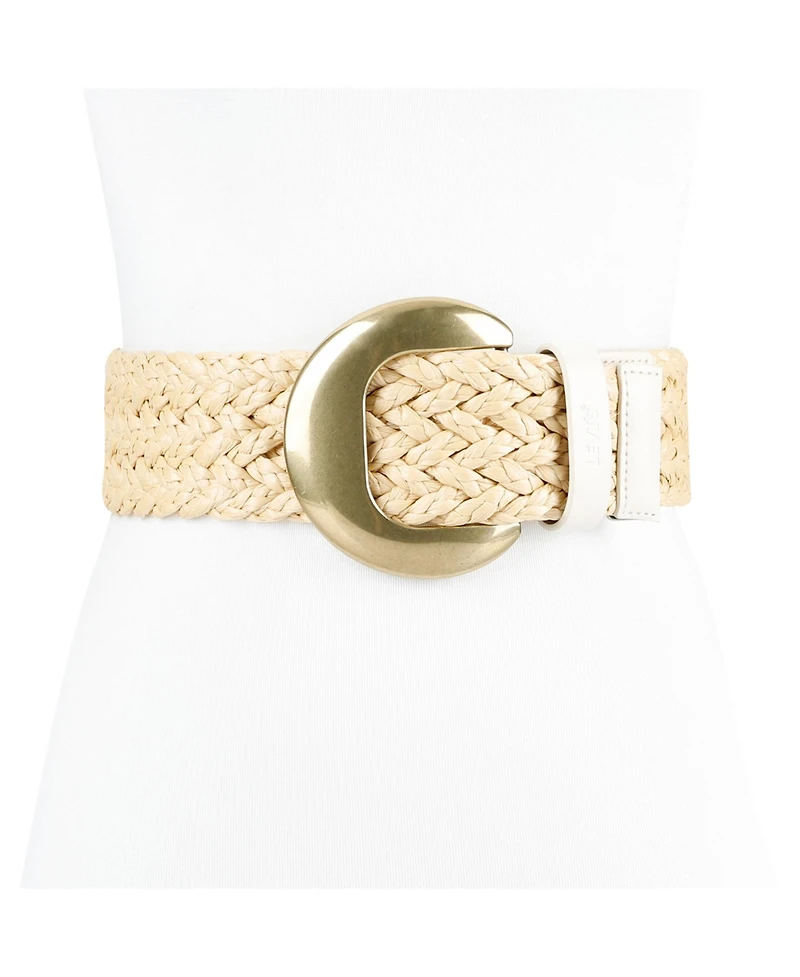 Levi's Women's Fully Adjustable Raffia Belt with Statement Buckle