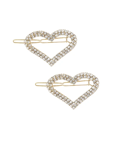 Ettika Aphrodite Heart Crystal Barrette Set