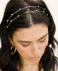 Ettika Delicate Crystal Dotted Gold-Tone Headband
