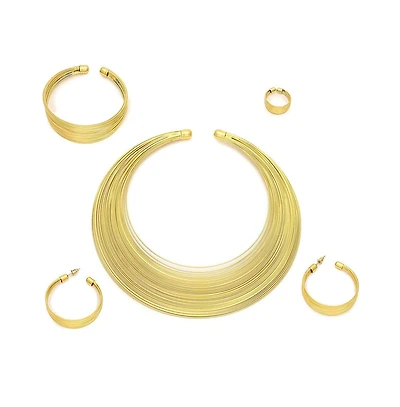 Sohi Women's Gold Wire Cluster Necklace, Earrings
