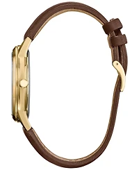 Citizen Eco-Drive Men's Mickey Mouse Fanfare Brown Leather Strap Watch 40mm Gift Set