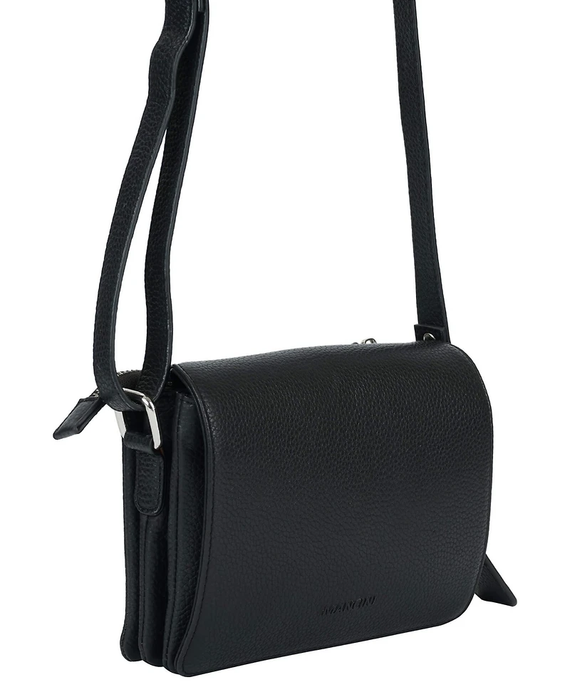 Mancini Pebble Leather Connie Crossbody Handbag