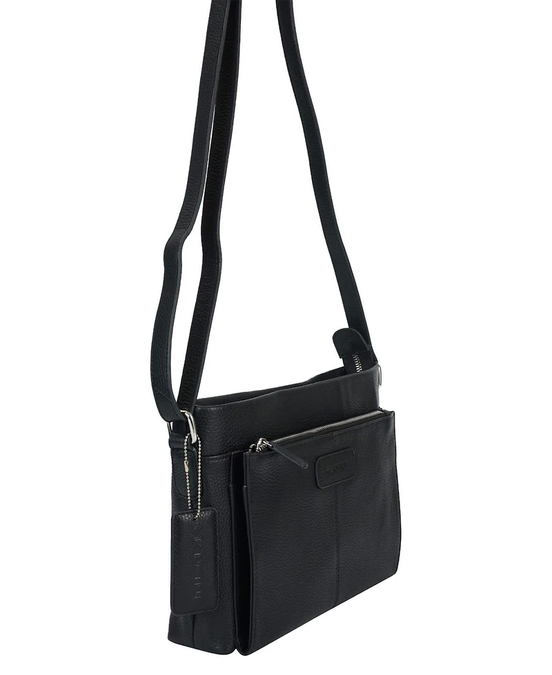 Mancini Pebble Loretta Leather Crossbody Handbag with Organizer