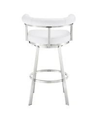 Armen Living Magnolia 30" Swivel Bar Stool in Brushed Stainless Steel with Faux Leather