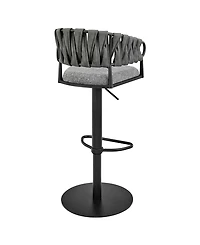 Armen Living 32"-42" Blaise Adjustable Swivel Counter or Bar Stool in Metal with Fabric and Faux Leather
