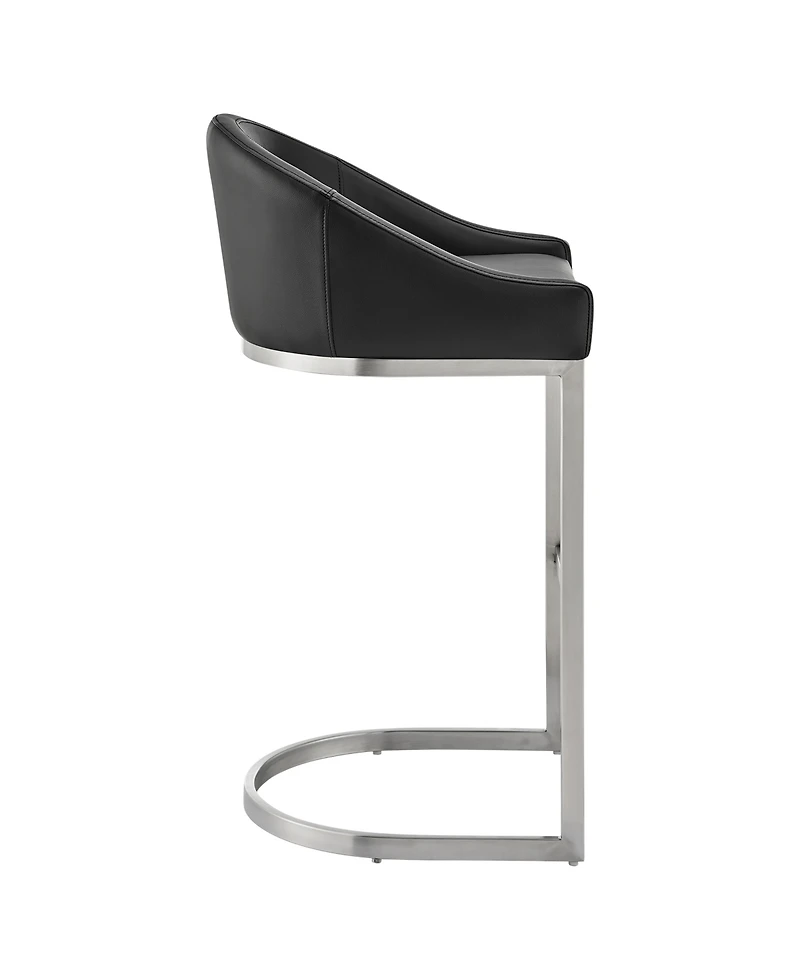 Armen Living Katherine 30" Bar Stool in Brushed Stainless Steel with Faux Leather