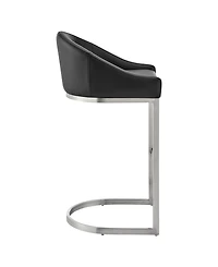 Armen Living Katherine 30" Bar Stool in Brushed Stainless Steel with Faux Leather