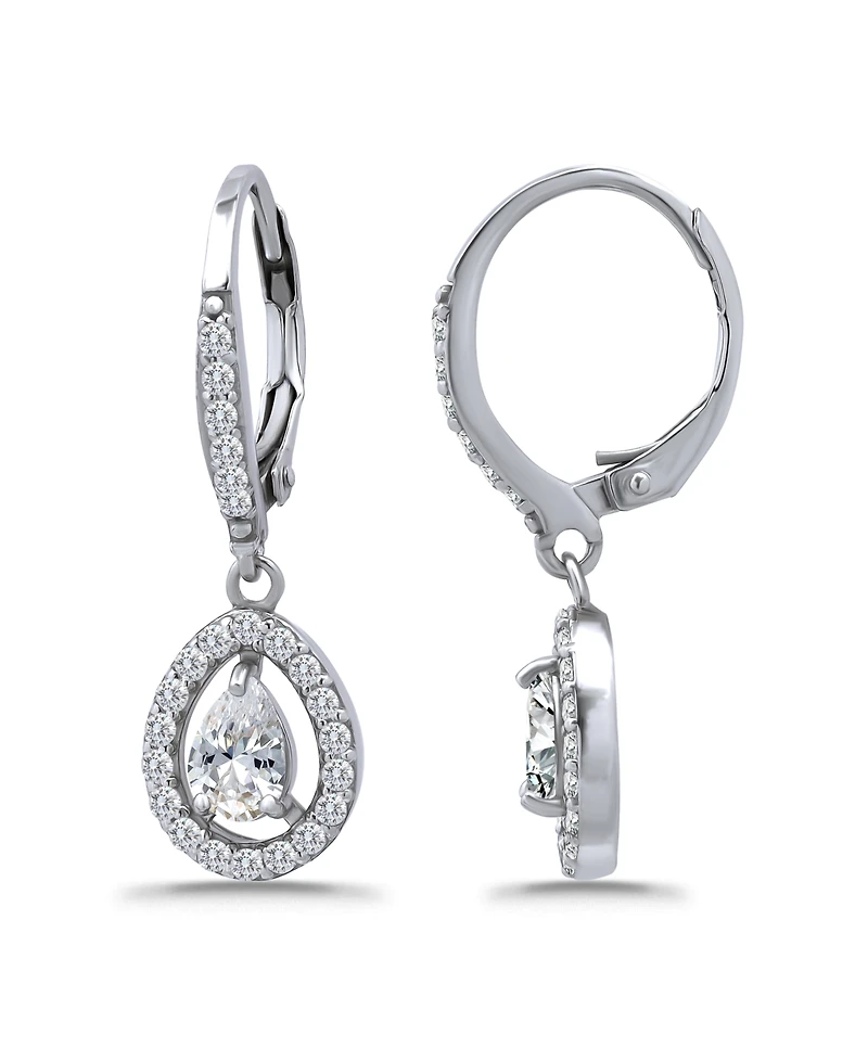 Giani Bernini Cubic Zirconia Pear Teardrop Halo Leverback Drop Earrings in 18k Gold-Plated Sterling Silver, Created for Macy's