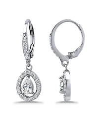 Giani Bernini Cubic Zirconia Pear Teardrop Halo Leverback Drop Earrings in 18k Gold-Plated Sterling Silver, Created for Macy's