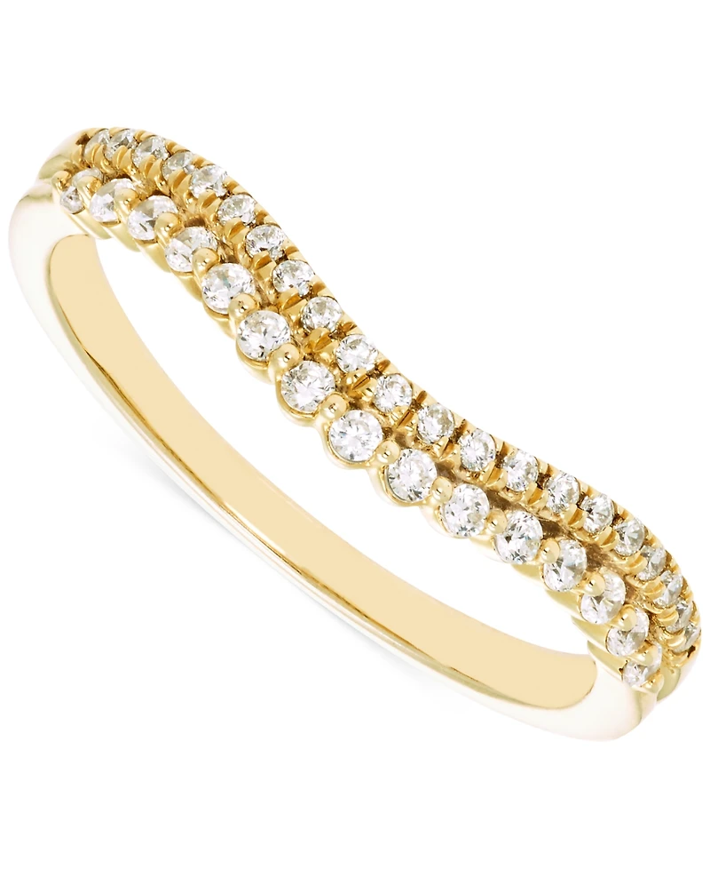Diamond Double Row Contour Band (1/4 ct. t.w.) in 14k Gold