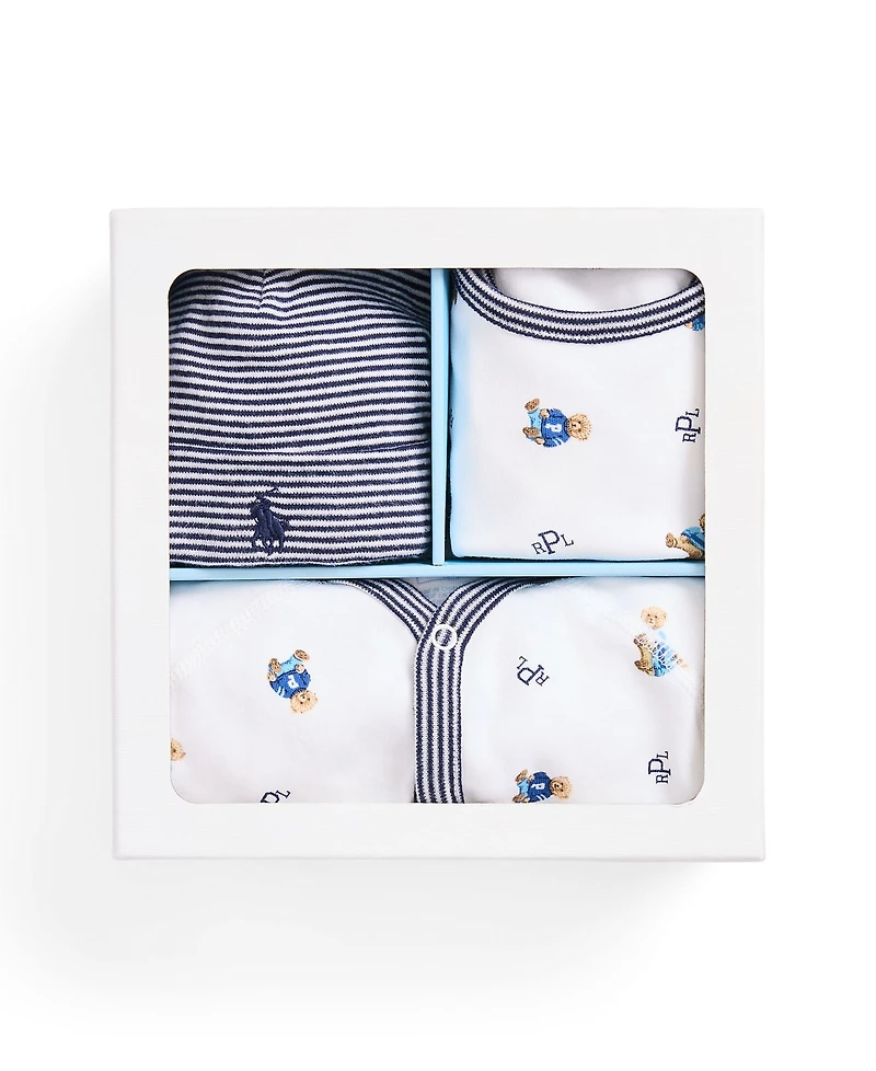 Polo Ralph Lauren Baby Boys Bear Cotton 3 Piece Gift Set