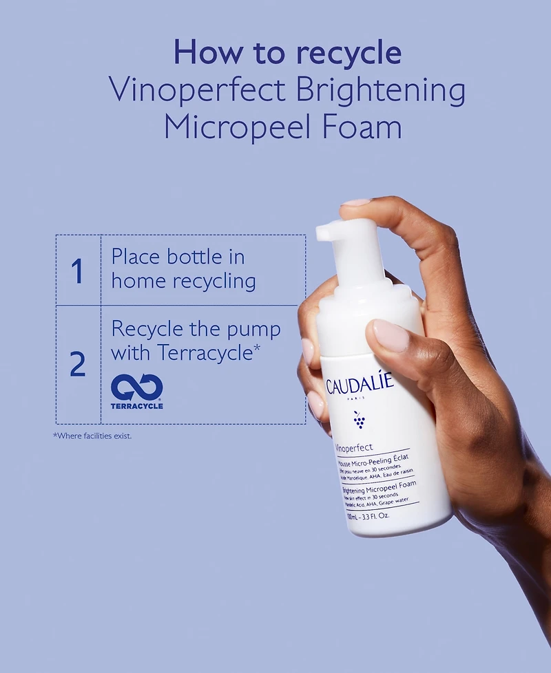 Caudalie Vinoperfect Instant Brightening Micropeel Foam, 3.3 oz.