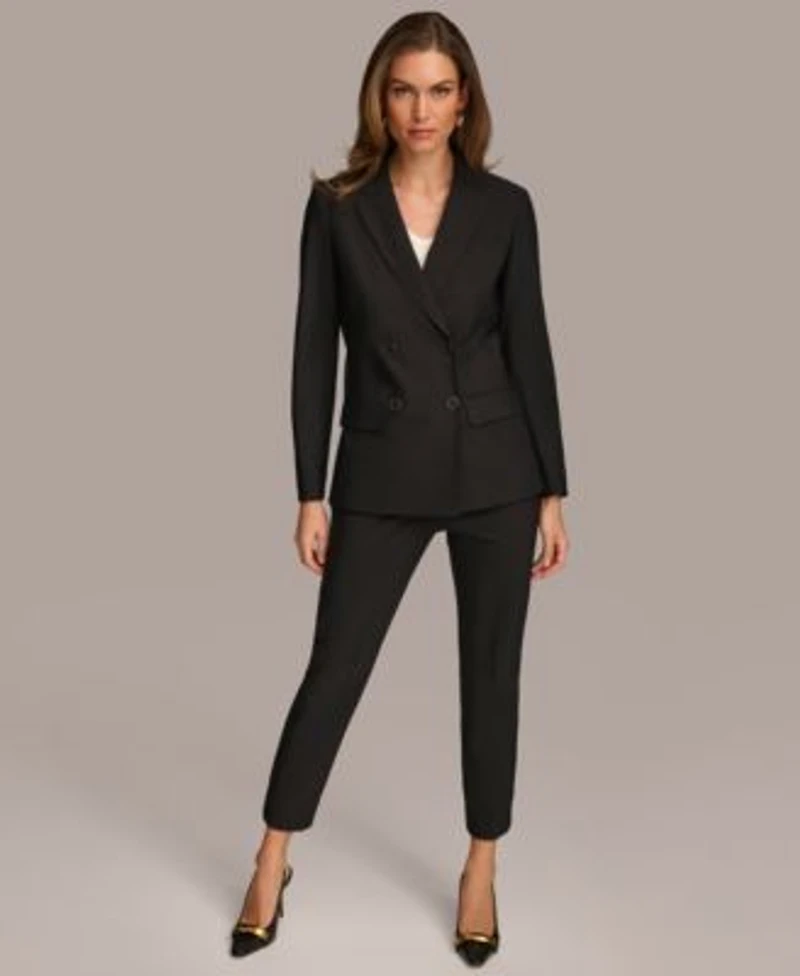 Donna Karan Womens Double Breasted Blazer Straight Leg Pant