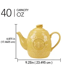 Certified International French Bees Embossed Honeycomb Teapot