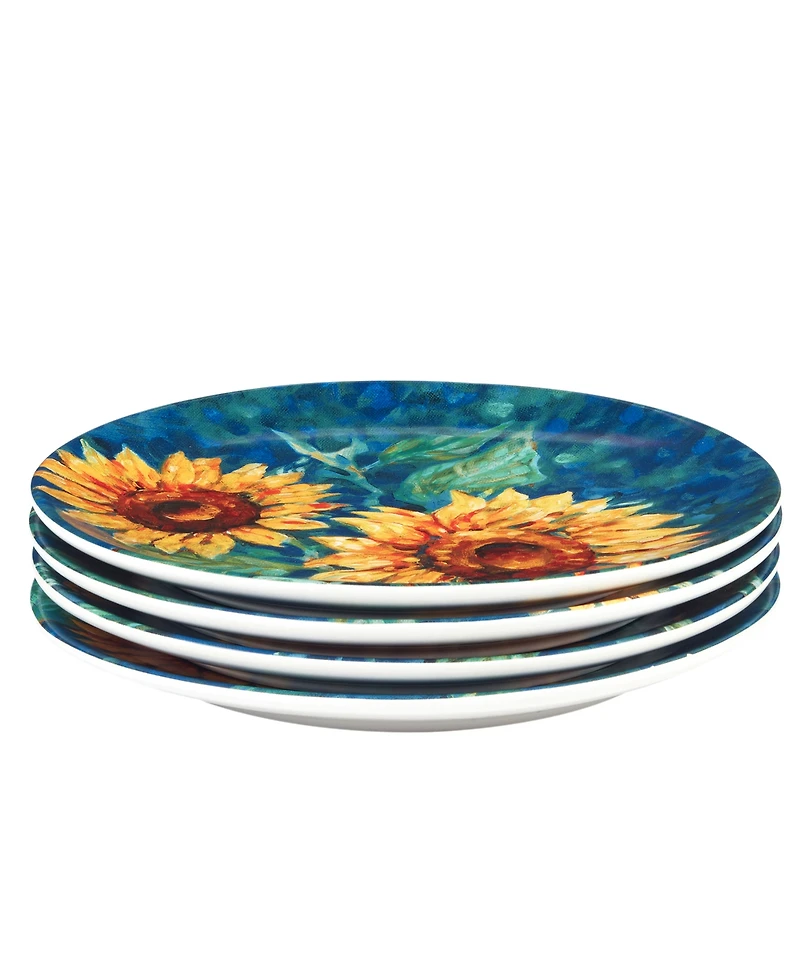 Certified International Golden Sunflowers Set of 4 Dinner Plates