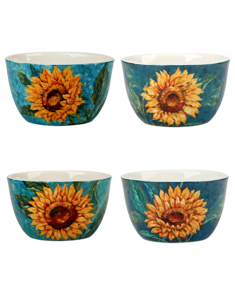 Certified International Golden Sunflowers Set of 4 Ice Cream Bowls