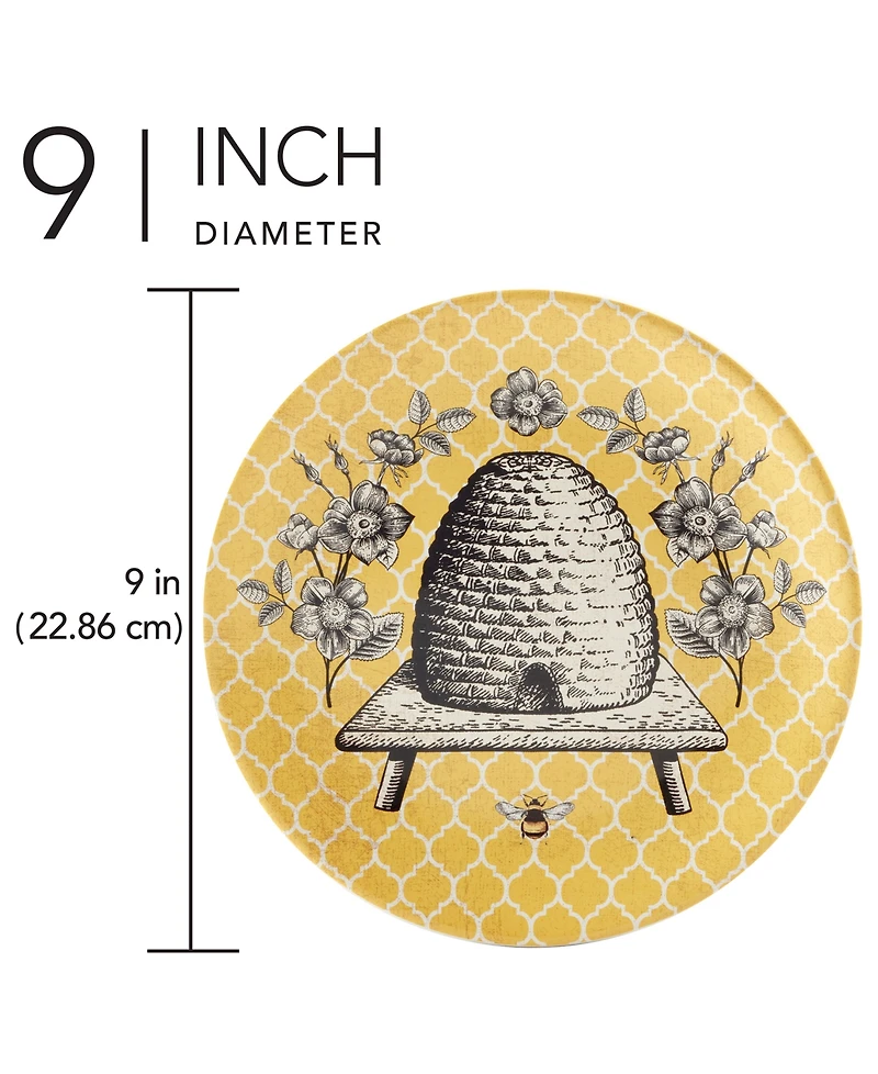 Certified International French Bees Set of 4 Salad Plates