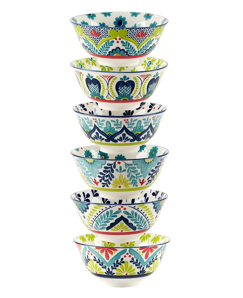 Certified International Talavera Set of 6 All Purpose Bowls, 6.25" 6 Asst