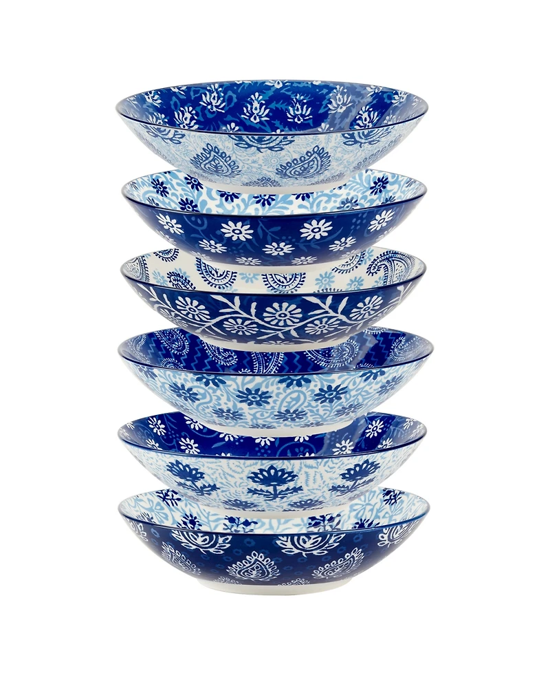 Certified International Carnival Blue Set of 6 Soup or Pasta Bowl 6 Asst