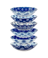 Certified International Carnival Blue Set of 6 Soup or Pasta Bowl 6 Asst