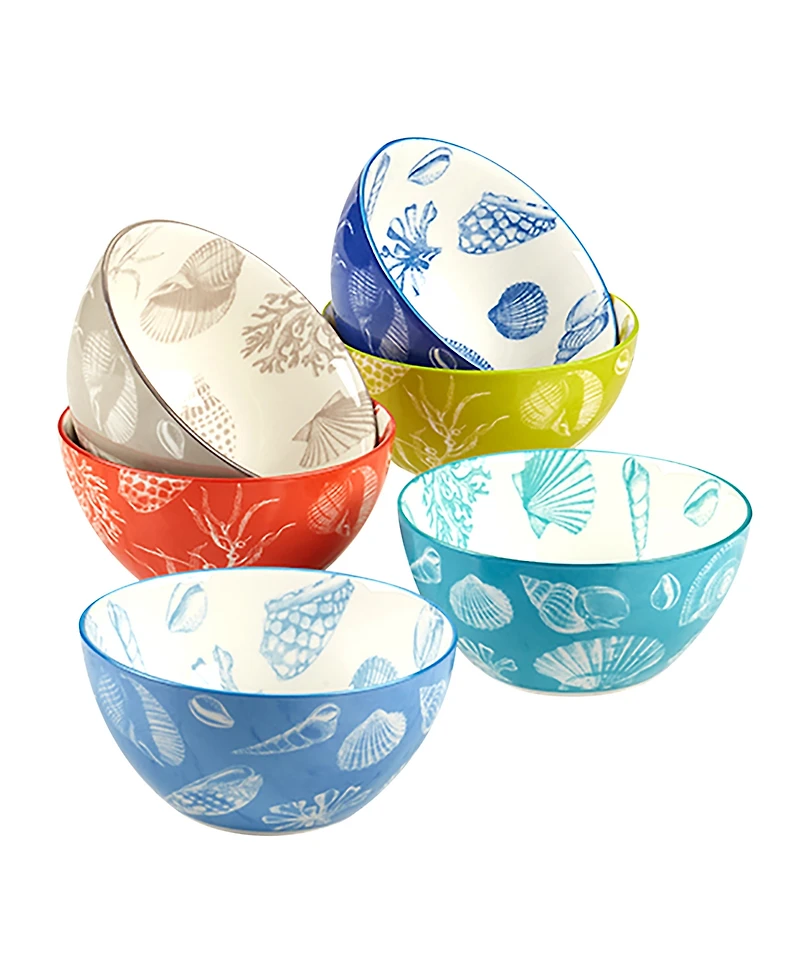 Certified International Seaside Set of 6 All Purpose Bowl, 4.75" 6 Asst