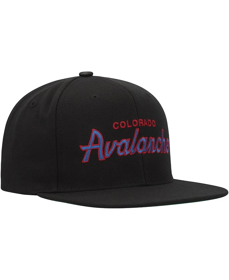Men's Mitchell & Ness Black Colorado Avalanche Core Team Script 2.0 Snapback Hat