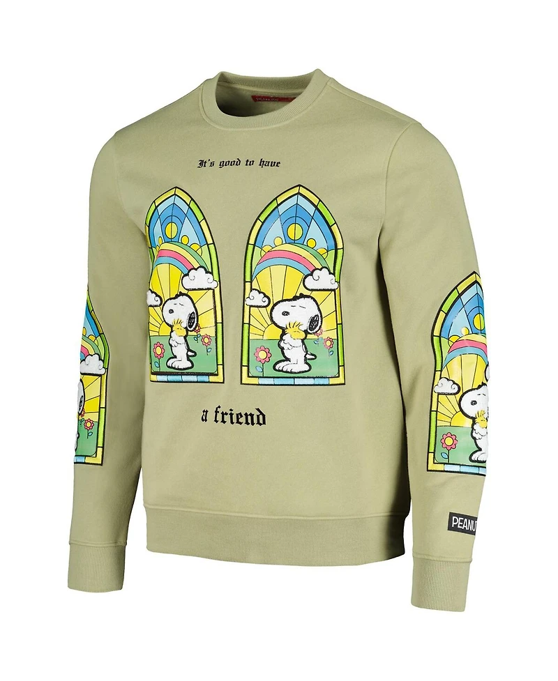 Men's and Women's Freeze Max Olive Peanuts Snoopy Friend Pullover Sweatshirt